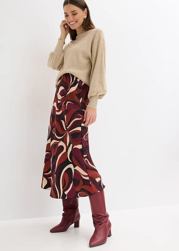 Jupe midi en satin fluide, bonprix