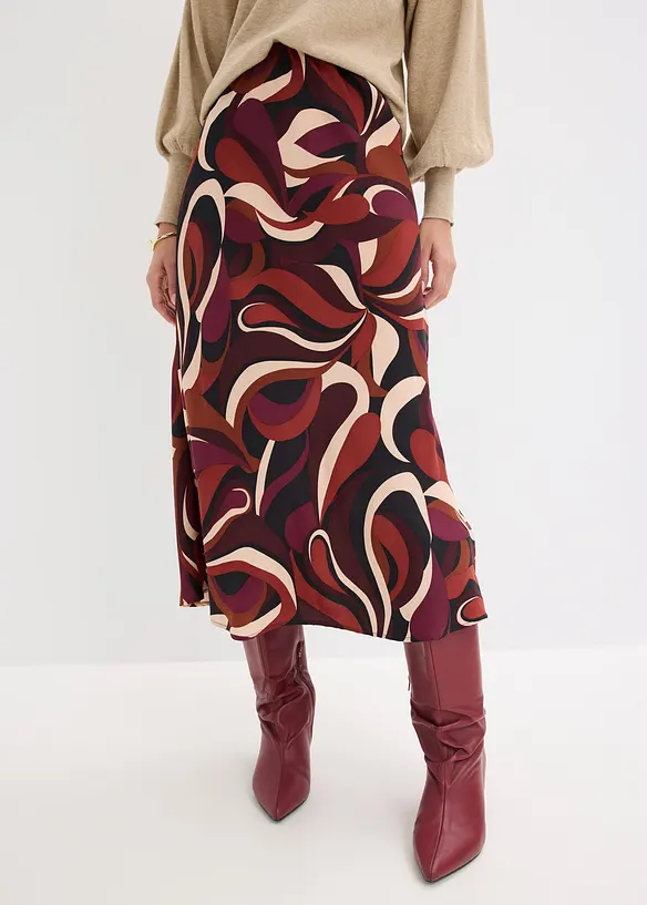 Jupe midi en satin fluide, bonprix