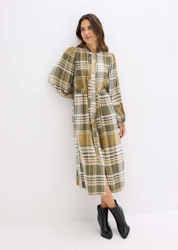 Robe midi avec col lavallière, bonprix