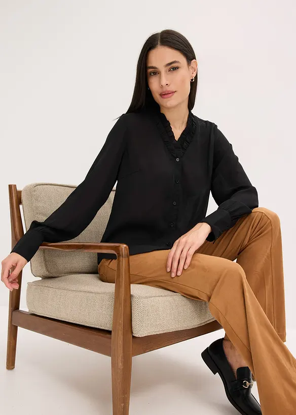 Blouse en mousseline à volants, bonprix