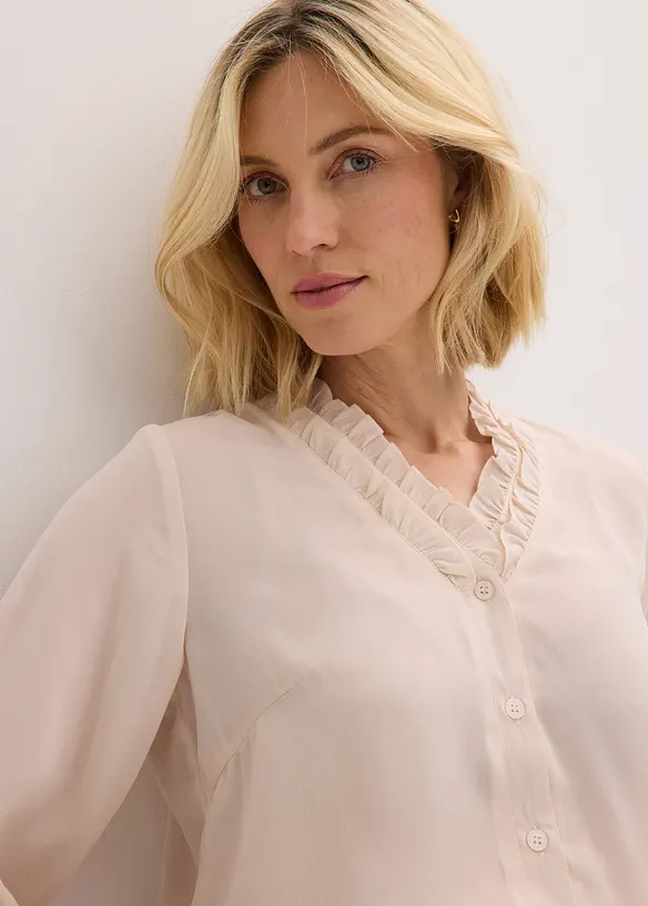 Blouse en mousseline à volants, bonprix