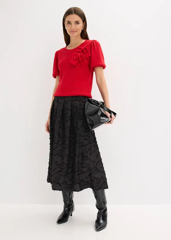 Jupe midi texturée, bonprix