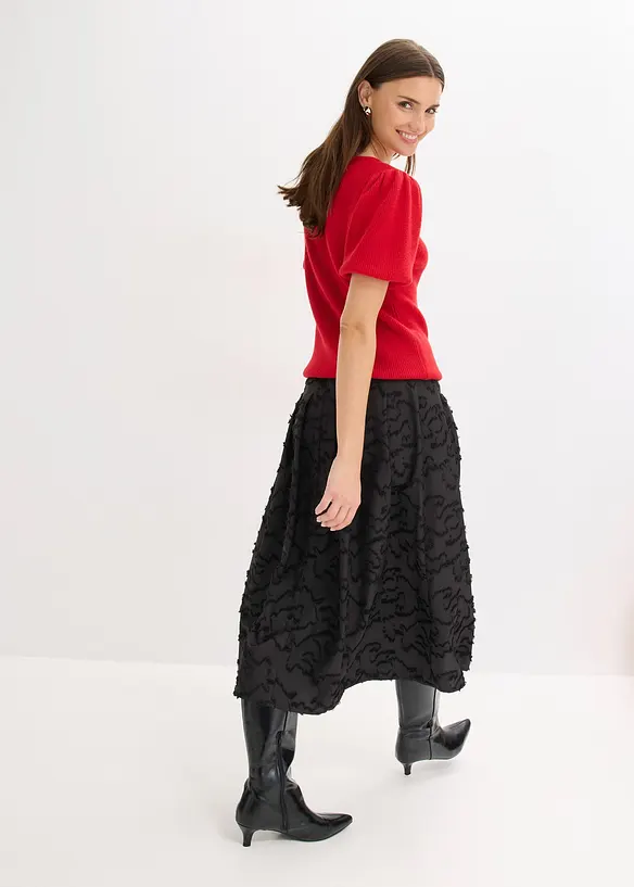 Jupe midi texturée, bonprix