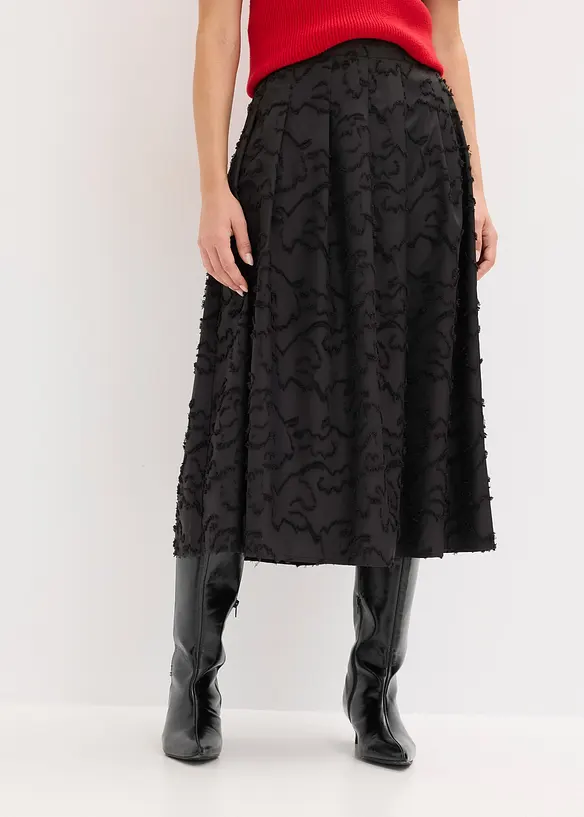 Jupe midi texturée, bonprix