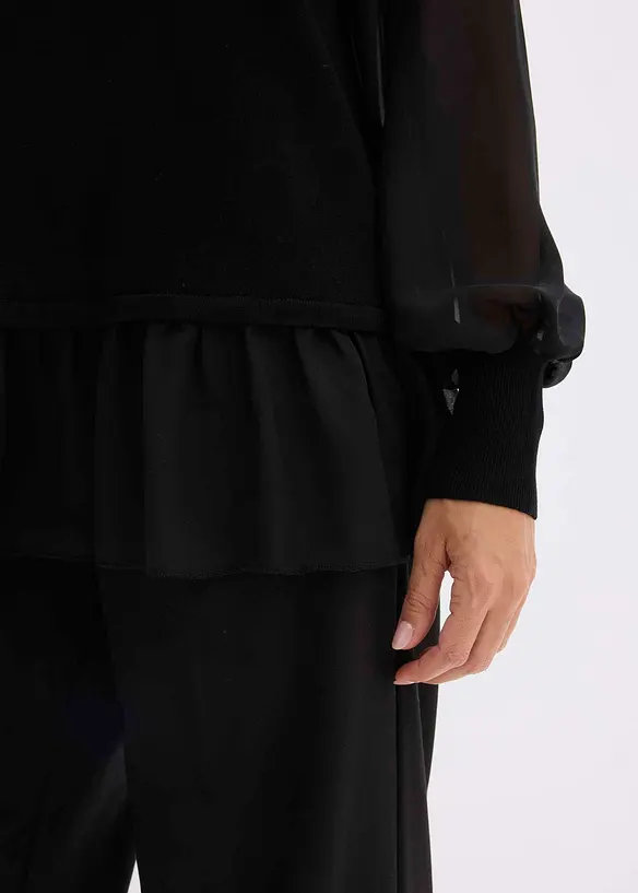 Pull en fine maille avec empiècement blouse, bonprix