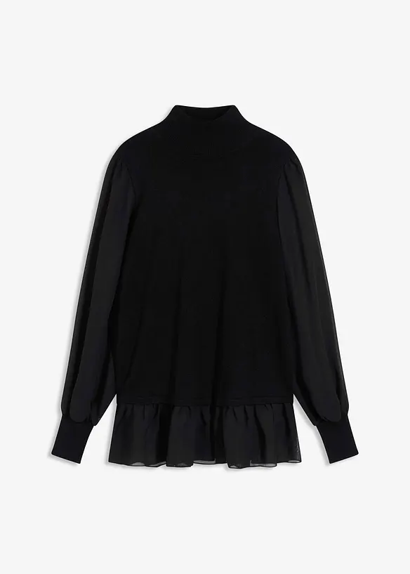 Pull en fine maille avec empiècement blouse, bonprix