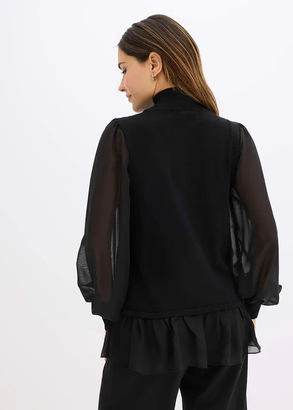 Pull en fine maille avec empiècement blouse, bonprix