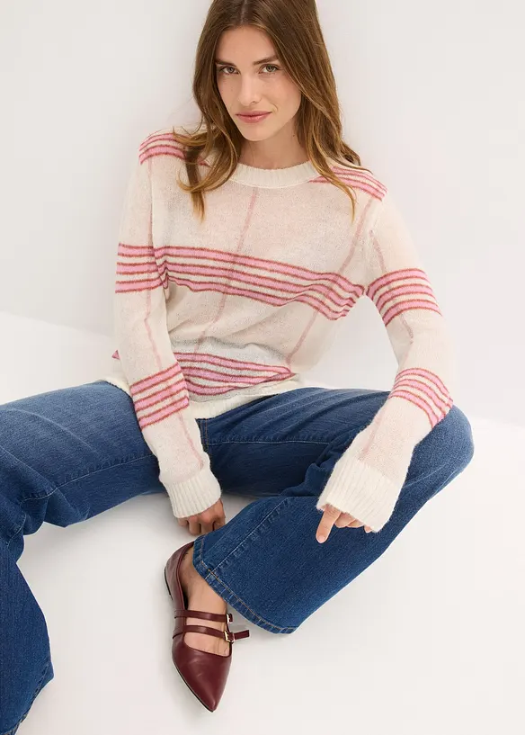 Pull ajouré avec laine et alpaga, bonprix