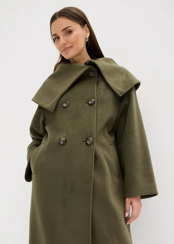 Manteau aspect laine à large col, bonprix