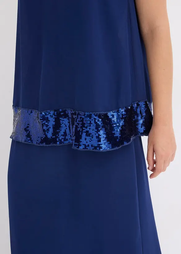 Robe longue en georgette fine avec sequins, bonprix