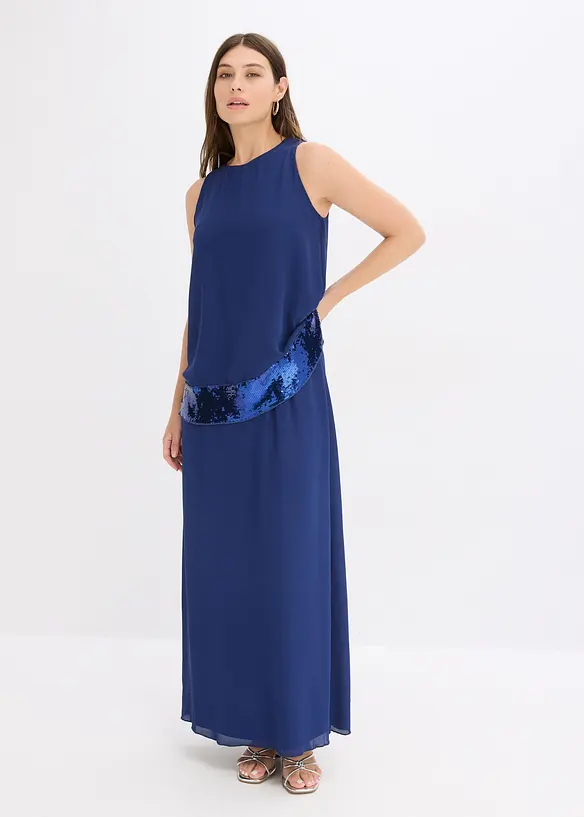 Robe longue en georgette fine avec sequins, bonprix