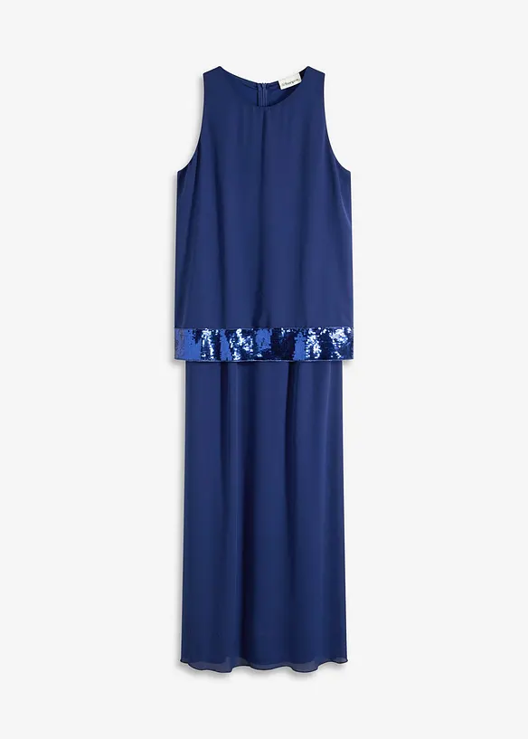 Robe longue en georgette fine avec sequins, bonprix