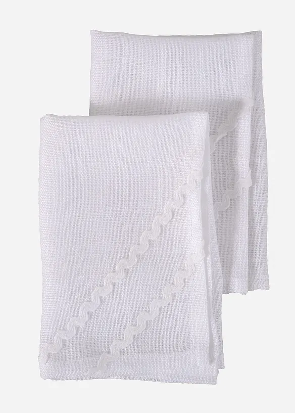 Lot de 2 serviettes de table en tissu avec passepoil, bonprix