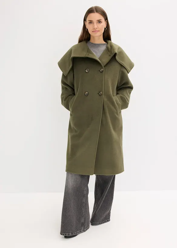 Manteau aspect laine à large col, bonprix