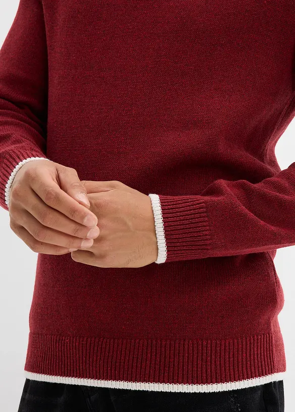 Pull col polo en coton recyclé majoritaire, bonprix