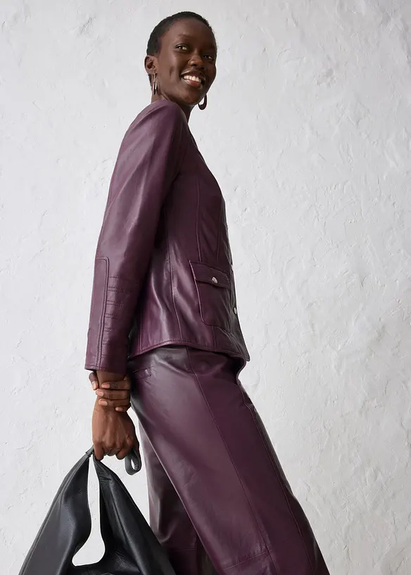 Veste en cuir nappa d’agneau, bonprix