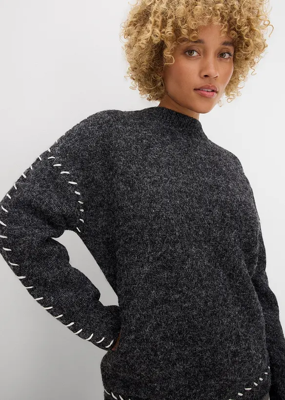 Pull long en maille duveteuse, bonprix
