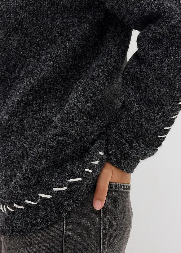 Pull long en maille duveteuse, bonprix