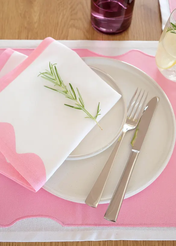 Lot de 2 sets de table en coton avec bordure contrastante, bonprix