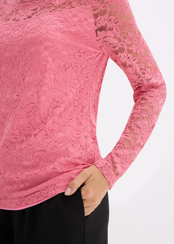 T-shirt manches longues en dentelle, bonprix