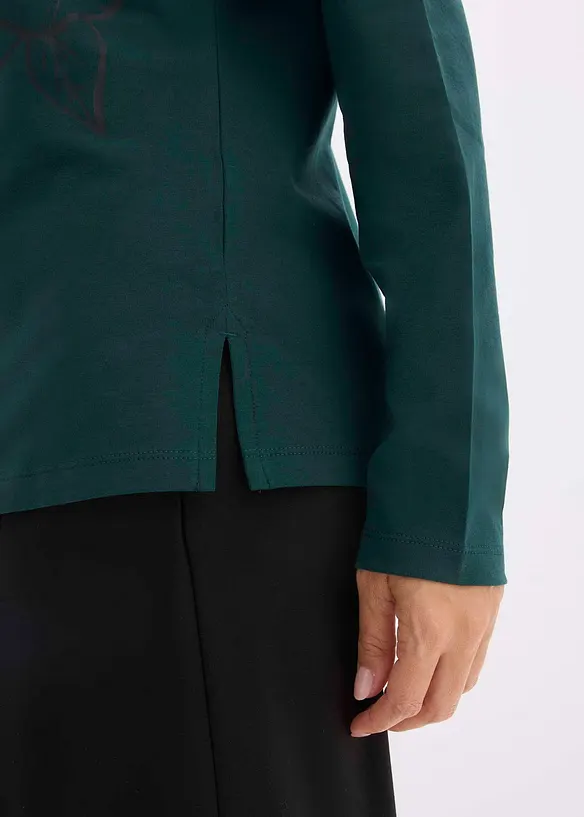 T-shirt manches longues avec roses imprimées, bonprix