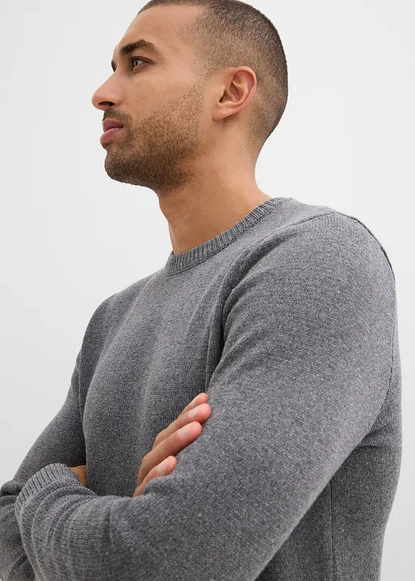 Pull en fine maille, coton recyclé majoritaire, bonprix