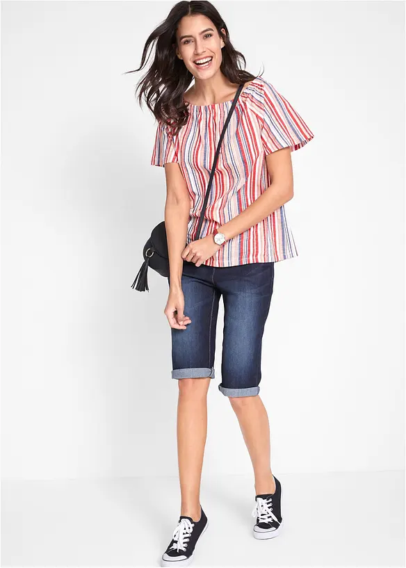 Bermuda en jean à revers, taille mi-haute, bonprix