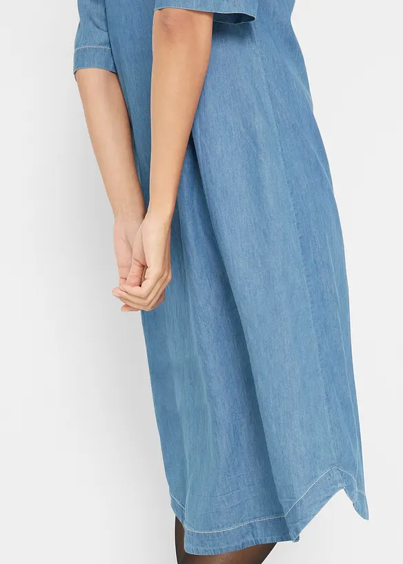 Robe en coton jean longueur genou, demi-manches, bonprix