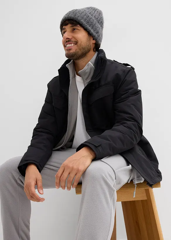 Parka technique imperméable à capuche enroulable et épaulettes, bonprix