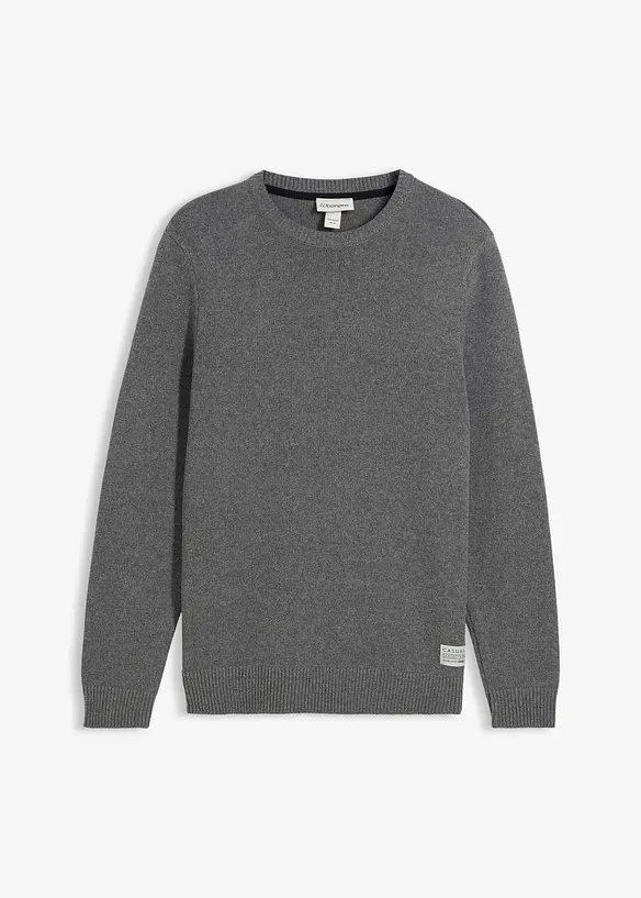 Pull en fine maille, coton recyclé majoritaire, bonprix