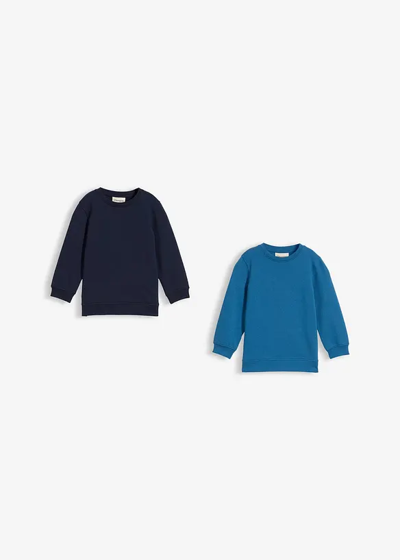 Lot de 2 sweats en coton mélangé, bonprix