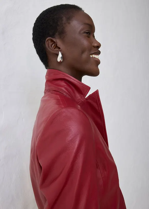 Blazer court en cuir d’agneau nappa, bonprix