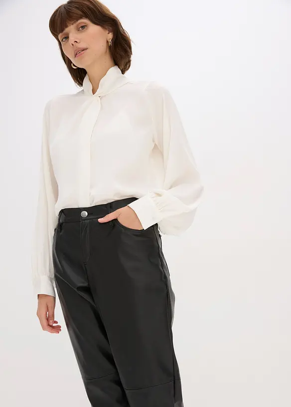 Pantalon enduit à taille élastiquée, bonprix