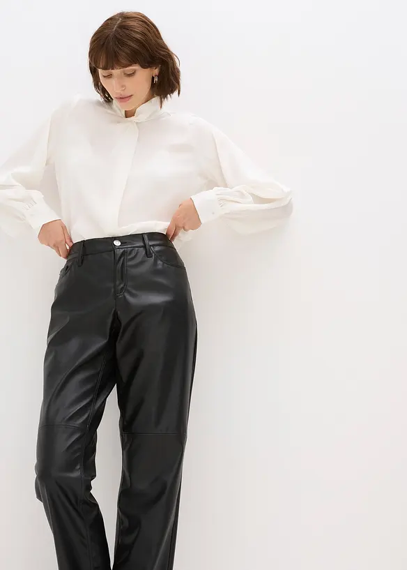 Pantalon enduit à taille élastiquée, bonprix