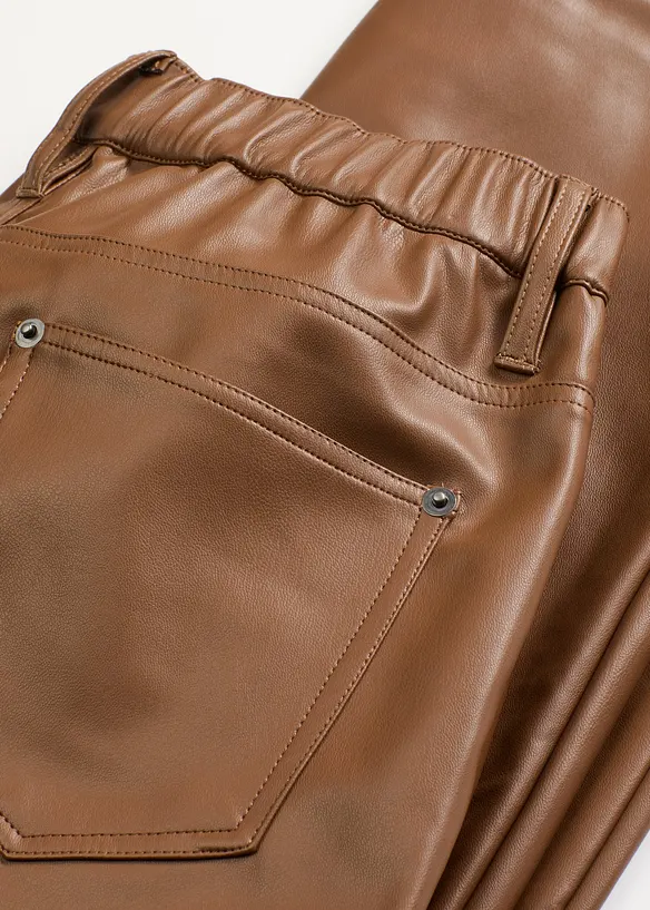 Pantalon enduit à taille élastiquée, bonprix