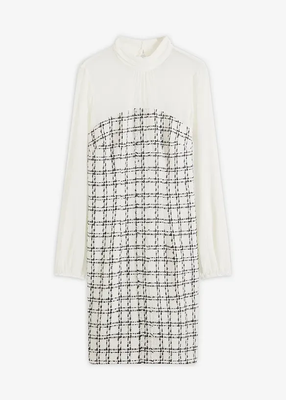 Robe courte en maille bouclette avec manches en mousseline, bonprix