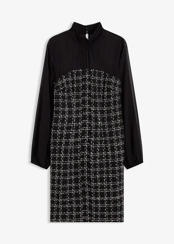 Robe courte en maille bouclette avec manches en mousseline, bonprix