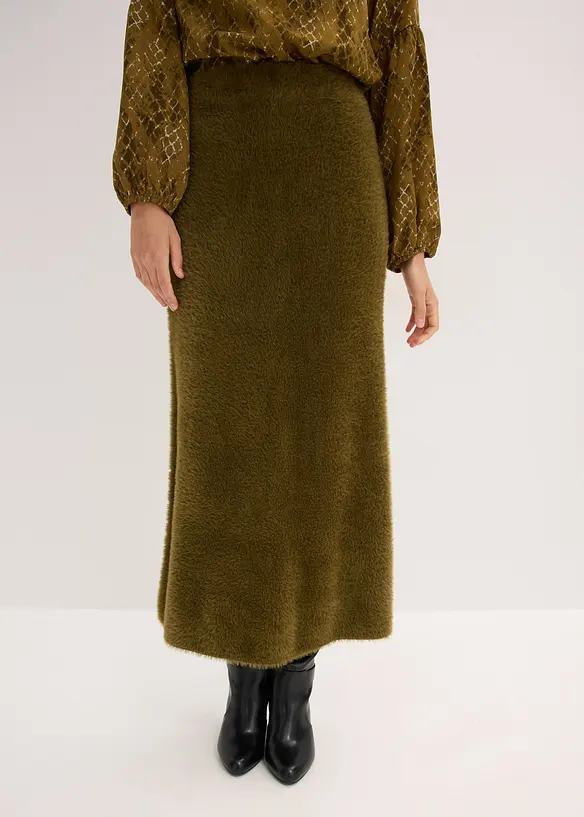 Jupe en maille poilue toute douce, bonprix