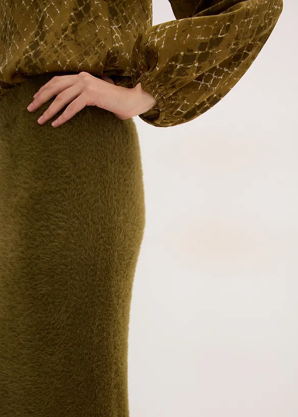 Jupe en maille poilue toute douce, bonprix