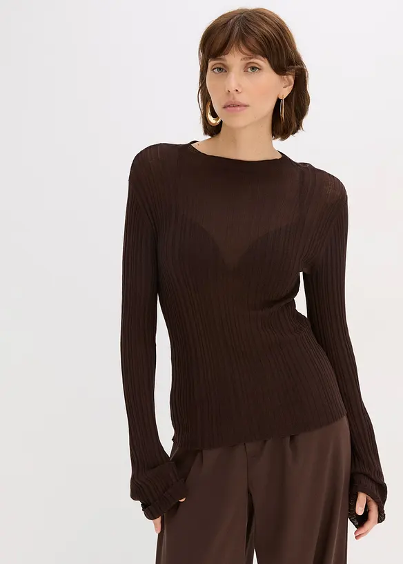 T-shirt en maille semi-transparent, bonprix