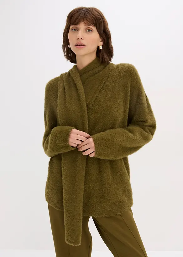 Pull oversize avec écharpe, bonprix