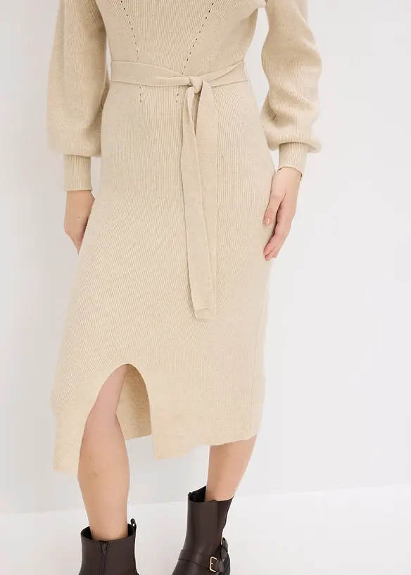 Robe pull fluide et côtelée en viscose majoritaire, bonprix