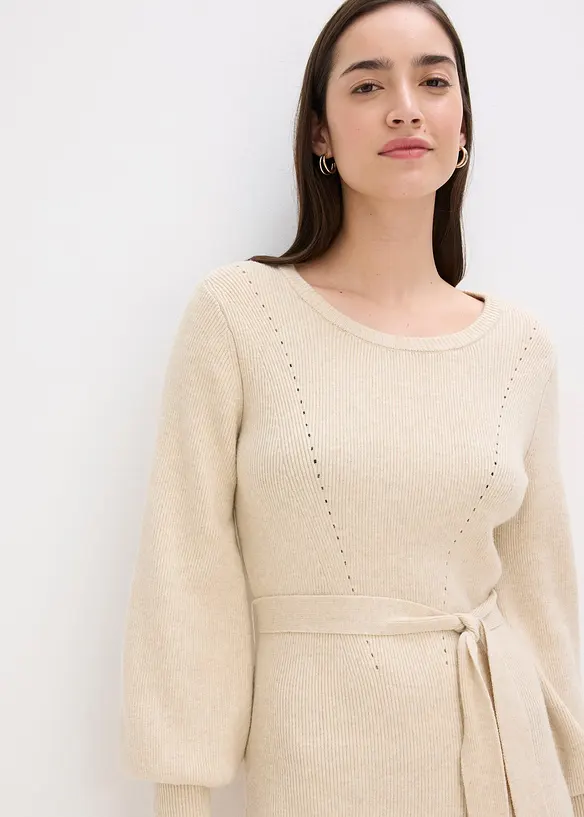 Robe pull fluide et côtelée en viscose majoritaire, bonprix