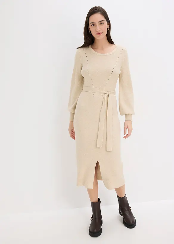 Robe pull fluide et côtelée en viscose majoritaire, bonprix