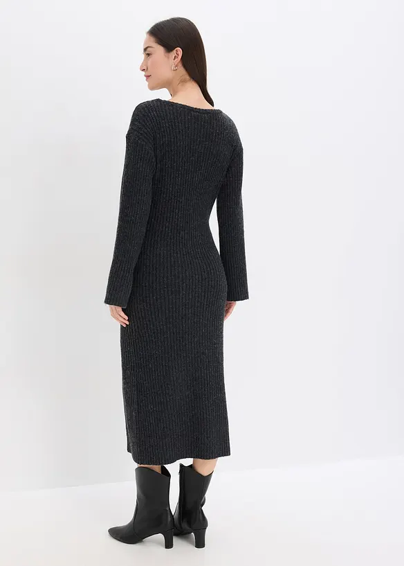 Robe pull longue avec fente, bonprix