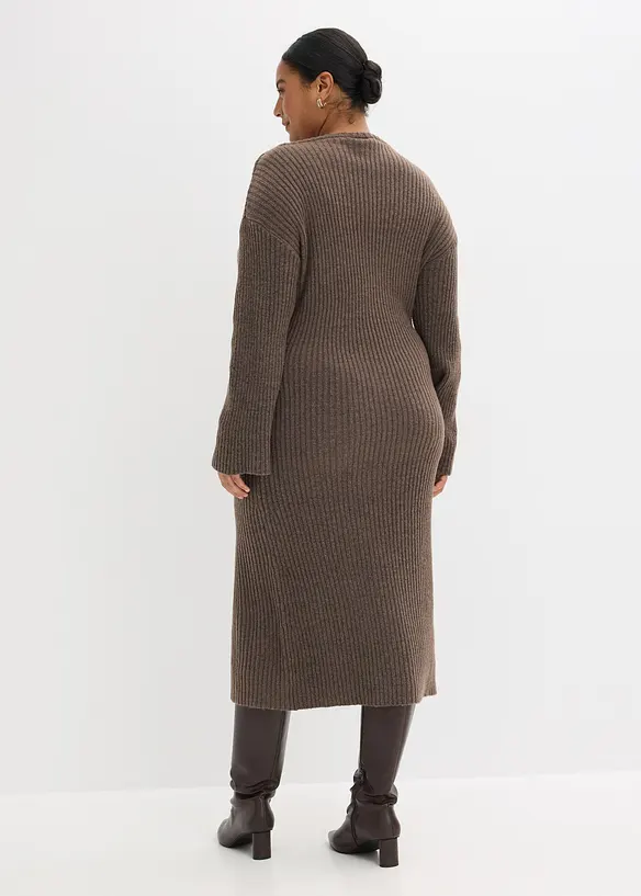 Robe pull longue avec fente, bonprix