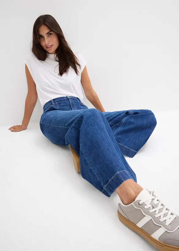 Jean large taille mi-haute avec poches plaquées, bonprix