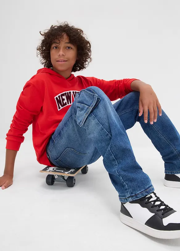 Jean cargo loose, doublure chaude en jersey, fuselé, bonprix