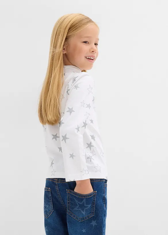 Lot de 2 T-shirts manches longues en coton extensible, bonprix