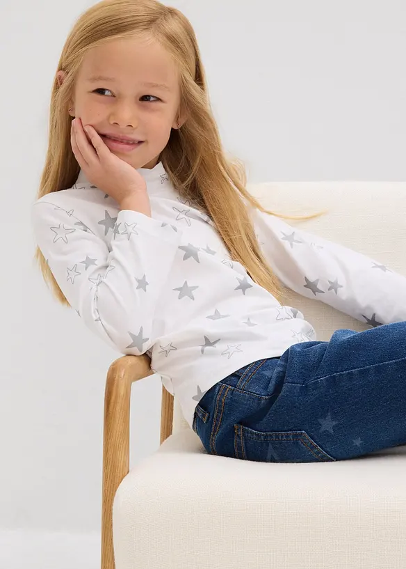 Lot de 2 T-shirts manches longues en coton extensible, bonprix